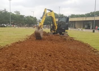 Início das obras da pista de atletismo no parque linear Rio Verde