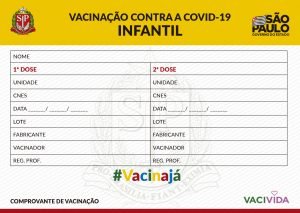 Carteirinha de vacinação infantil contra a Covid-19