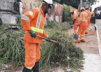 Mutirão de limpeza na Avenida Radial Leste na altura de Itaquera