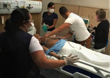 O workshop contou também com simulação realística no manequim de alta fidelidade do São Cristóvão Saúde (Cris)