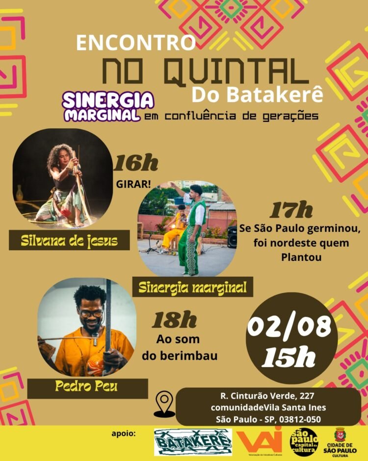 Evento “No Quintal do Batakere” celebra ancestralidade e cultura periférica na Zona Leste