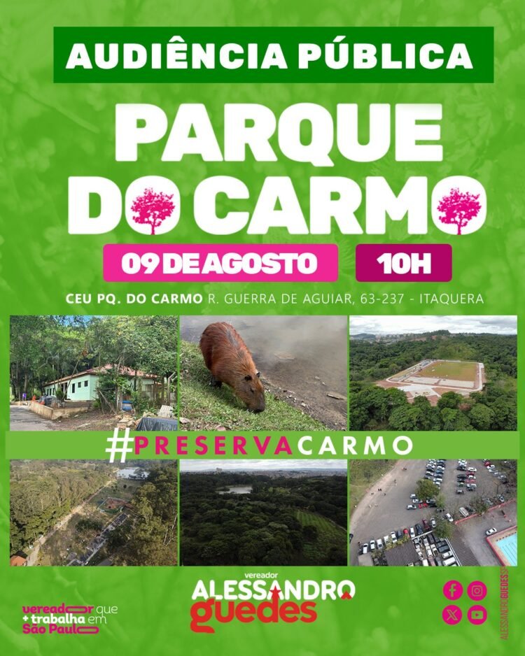 Audiência pública discute revitalização do Parque do Carmo e segurança na região